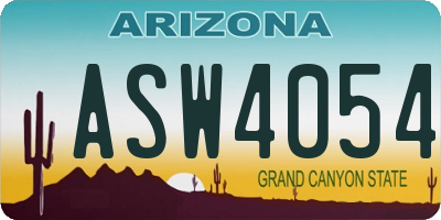 AZ license plate ASW4054