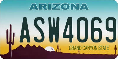 AZ license plate ASW4069