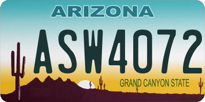 AZ license plate ASW4072