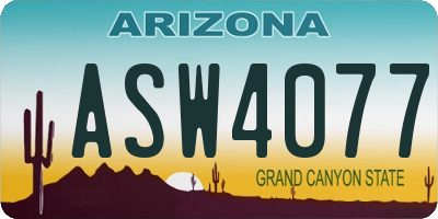 AZ license plate ASW4077