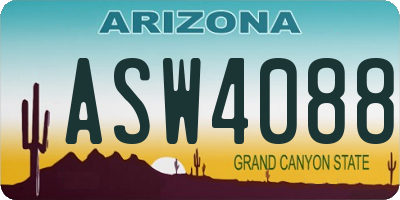 AZ license plate ASW4088