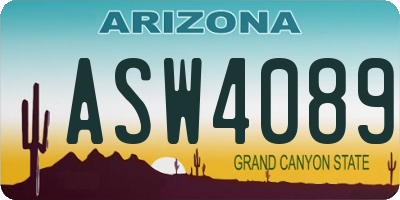 AZ license plate ASW4089