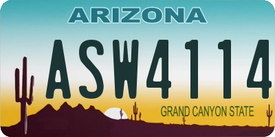 AZ license plate ASW4114