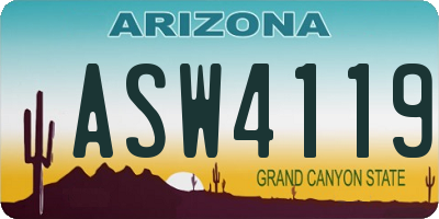 AZ license plate ASW4119