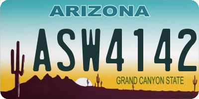 AZ license plate ASW4142