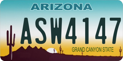 AZ license plate ASW4147