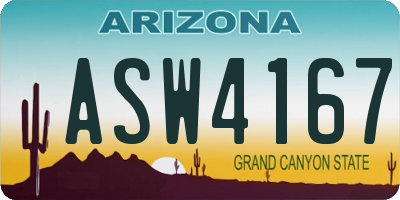 AZ license plate ASW4167