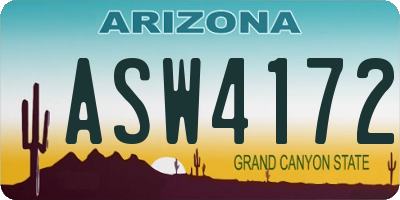 AZ license plate ASW4172