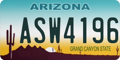 AZ license plate ASW4196