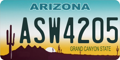 AZ license plate ASW4205
