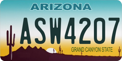 AZ license plate ASW4207
