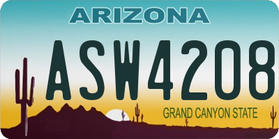 AZ license plate ASW4208