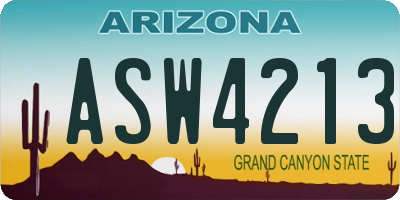 AZ license plate ASW4213