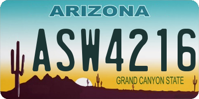 AZ license plate ASW4216