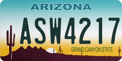 AZ license plate ASW4217