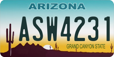 AZ license plate ASW4231