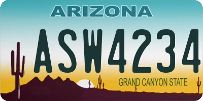 AZ license plate ASW4234