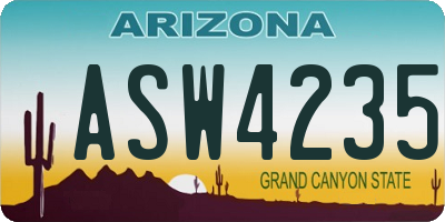 AZ license plate ASW4235