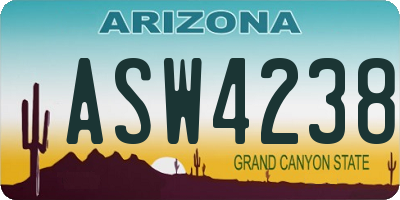 AZ license plate ASW4238
