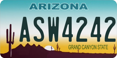 AZ license plate ASW4242