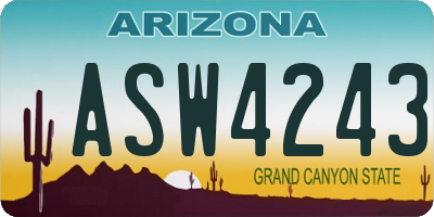 AZ license plate ASW4243