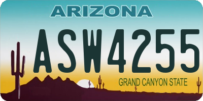 AZ license plate ASW4255