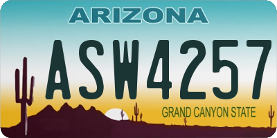 AZ license plate ASW4257