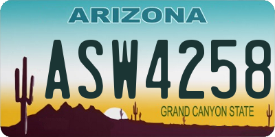 AZ license plate ASW4258