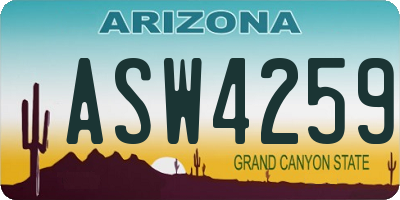 AZ license plate ASW4259