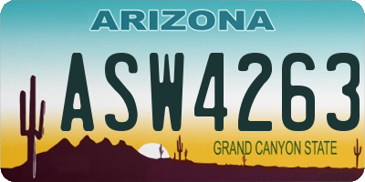 AZ license plate ASW4263
