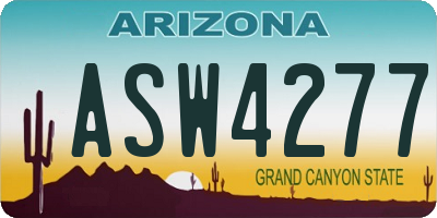 AZ license plate ASW4277