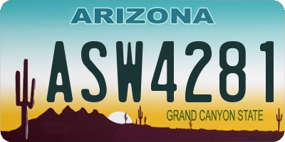 AZ license plate ASW4281