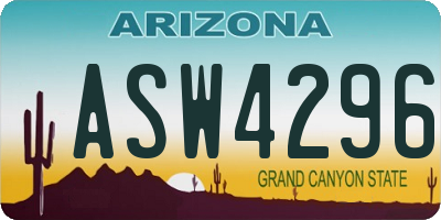 AZ license plate ASW4296