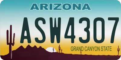 AZ license plate ASW4307