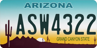 AZ license plate ASW4322