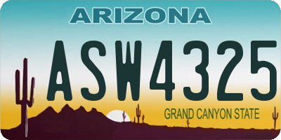 AZ license plate ASW4325