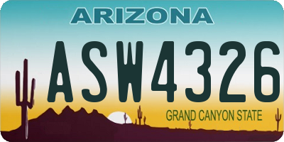 AZ license plate ASW4326