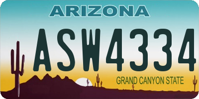 AZ license plate ASW4334