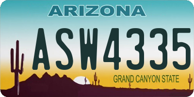 AZ license plate ASW4335