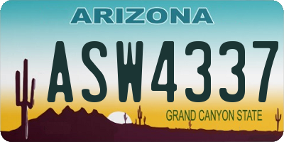 AZ license plate ASW4337