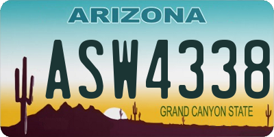 AZ license plate ASW4338