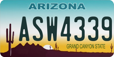 AZ license plate ASW4339