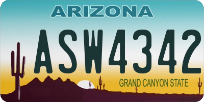 AZ license plate ASW4342