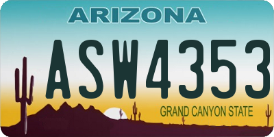 AZ license plate ASW4353