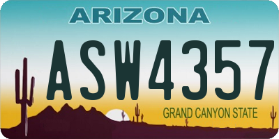 AZ license plate ASW4357