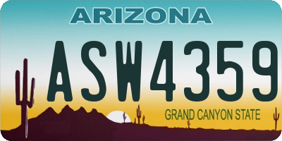 AZ license plate ASW4359