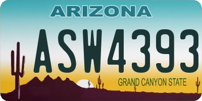 AZ license plate ASW4393