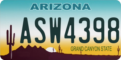 AZ license plate ASW4398