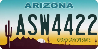 AZ license plate ASW4422