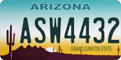AZ license plate ASW4432